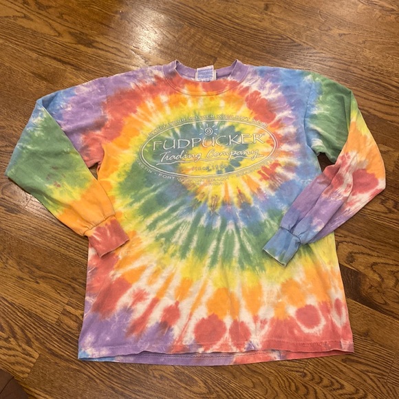 Tops - Fudpucker trading co long sleeve tie dyed tee beachwear medium worn in